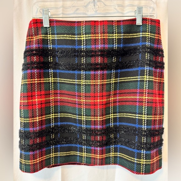 J. CREW WOMEN'S LUREX STEWART TARTAN MINI SKIRT - Picture 1 of 8